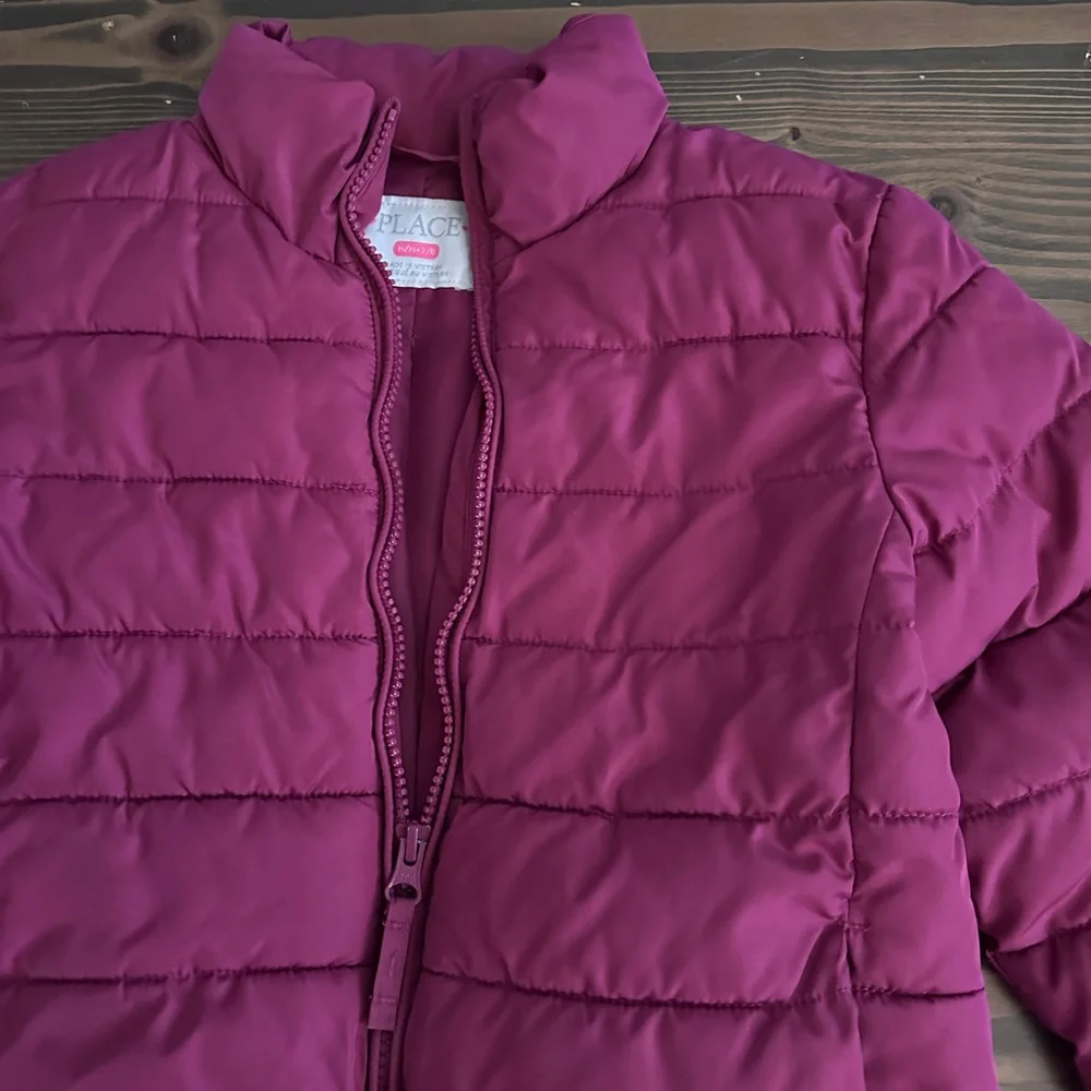 Girls Children's Place Puffer Jacket M 7/8 Dark Magenta Lightweight